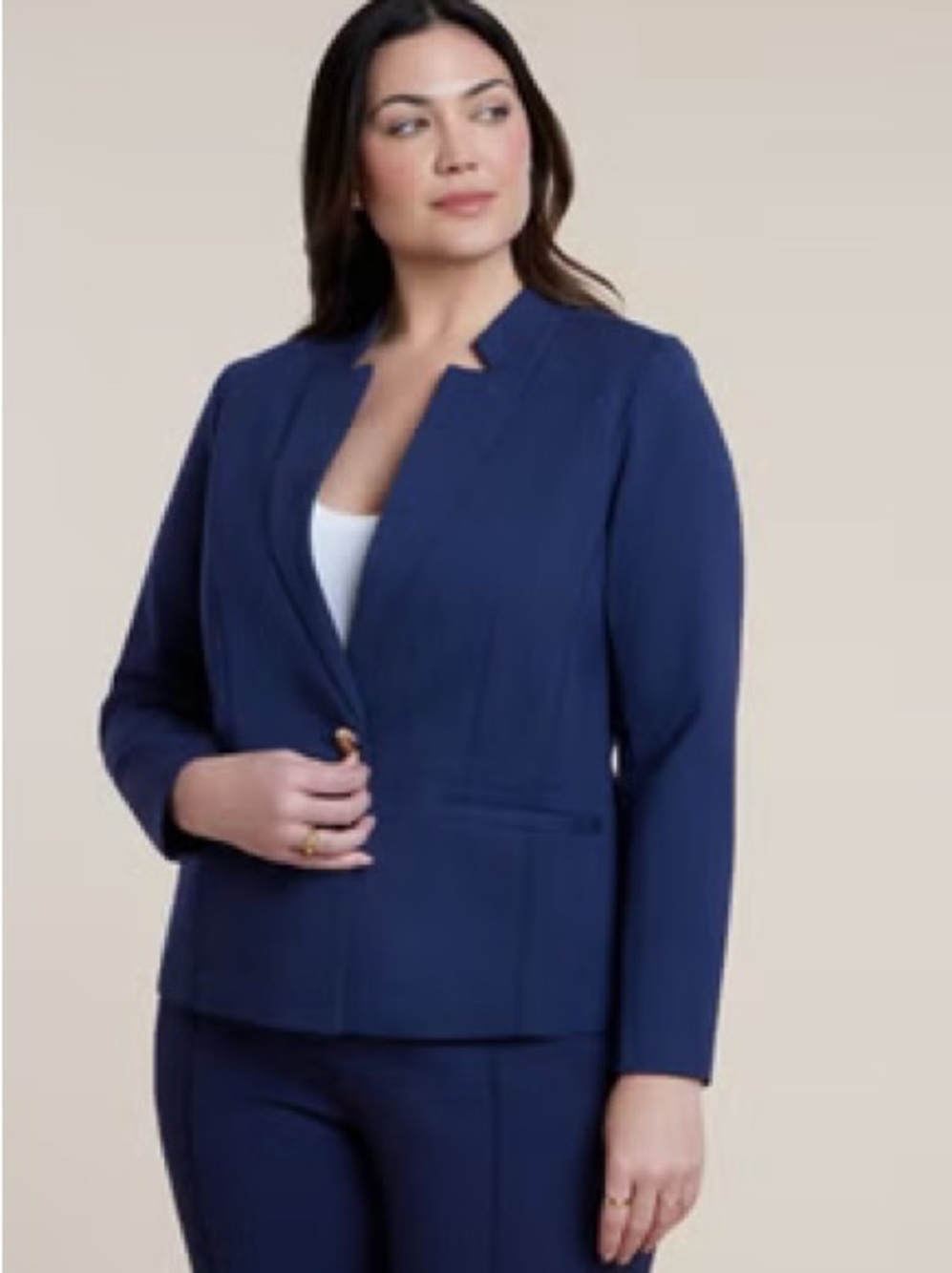Eloquii Deep Navy Single-Button Tailored Blazer